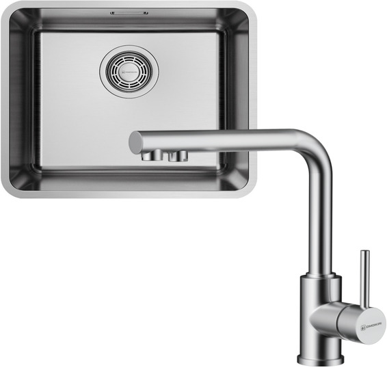 Фото товара: Omoikiri Omi 43-U/I-IN Ultra Mini + Nakagawa 2 Plus-BN, нержавеющая сталь