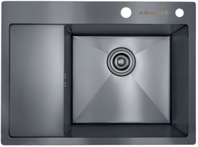 AMALET 6548R-STR-BL, мойка, нержавеющая сталь, графит