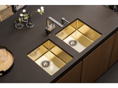 Детальное фото товара: ALVEUS KOMBINO 20 MONARCH GOLD SAT-90, мойка, нерж. сталь, золото (в компл. с выпуском без сиф.)