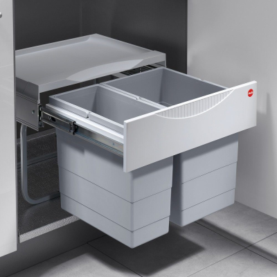 Фото товара: Hailo Space Saving выдвижная мусорная система с 2 ведрами 18 л и 12 л