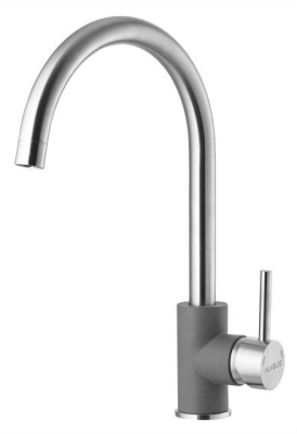 ALVEUS ELZA G04M STEEL, смеситель, хром/ гранит, серый
