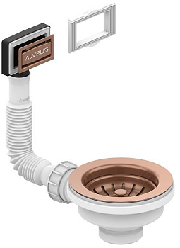 Фото товара: ALVEUS выпуск для мойки 114 COPPER new c рамкой и заглушкой (гофра)