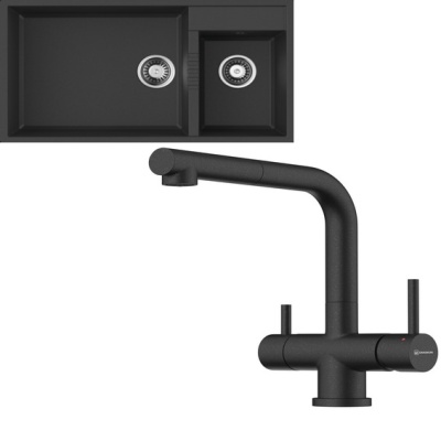Детальное фото товара: Omoikiri Tedori 85-2-U BL + Takamatsu-S-BL черный