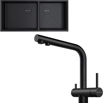 Фото товара: Omoikiri Taki 85-2-LB-U/IF-GB Side + Nagano-GB графит