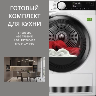 Детальное фото товара: AEG стирка LFR73864BE + сушка TR9394E + соед эл A1WYHSK2