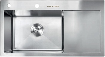 Фото товара: AMALET 7848L-STR-ST, мойка, нержавеющая сталь, сатин