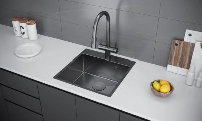 Детальное фото товара: KUCHENSTERN WERK 50, мойка, нержавеющая сталь, вороненая сталь