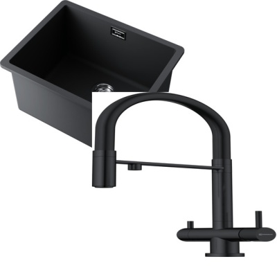 Детальное фото товара: Omoikiri Kata 54-U-BL + Kanto GB черный