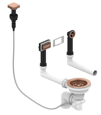 ALVEUS выпуск для мойки с вертикальным переливом POP UP COPPER new с рамкой и заглушкой