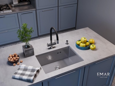 Детальное фото товара: Emar EMB-123 PVD Nano Satine, мойка, нержавеющая сталь сатин