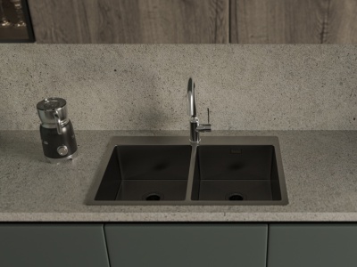 Детальное фото товара: Rivelato RINOX 7450 2В PVD black, мойка, нержавеющая сталь, черный