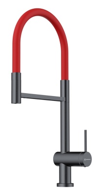 Omoikiri Kanto-2 Plus-SB GM-R, смеситель, латунь, вороненая сталь/красный