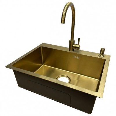 Детальное фото товара: Emar EMB-119 PVD Nano Golden, мойка, нержавеющая сталь, золото