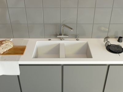 Детальное фото товара: Omoikiri Kitagawa 83-2-U-WH, мойка, керамика, белый