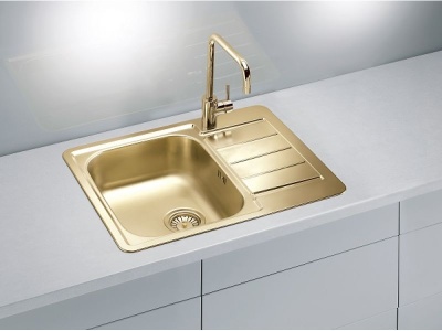 Детальное фото товара: ALVEUS LINE MONARCH 110 GOLD, мойка, нерж.сталь, золото ( в комплекте с выпуском и сифоном)