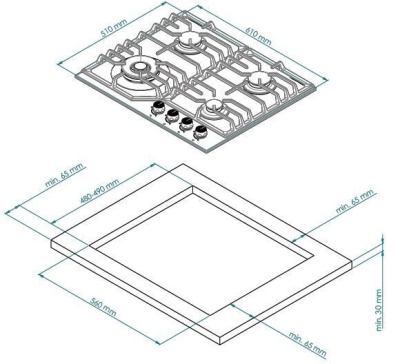 Детальное фото товара: Kuppersberg FS 610 Ant Bronze газовая поверхность