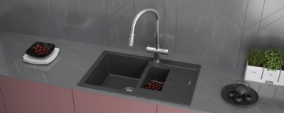 Детальное фото товара: KUCHENSTERN PLAT 60-2, мойка, гранит, черный