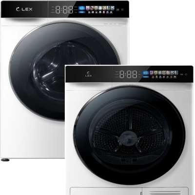 LEX стирка LWM10012WBlIThD + сушка LDM12WBlThD + соед.эл LWM01W shelf