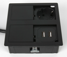 Фото товара: ASA VersaHit, 1 эл. розетка, 2 USB зарядки, матовый черный